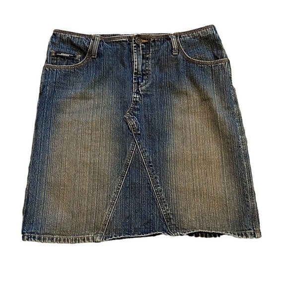 STEPHEN HARDY - DARK / DIRTY WASH - SIZE 11/12 - PENCIL CUT DENIM SKIRT B13 - Picture 1 of 10